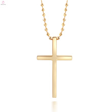 Minimalista esmalte collar de cadena de bola de acero inoxidable Crucifijo collar de cruz de oro